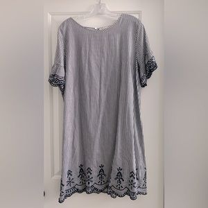 LOFT Ruffle Sleeve Striped Dress